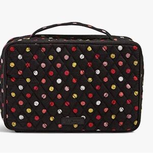 Vera Bradley Black Quilted Cosmetic Bag with Colorful Dots